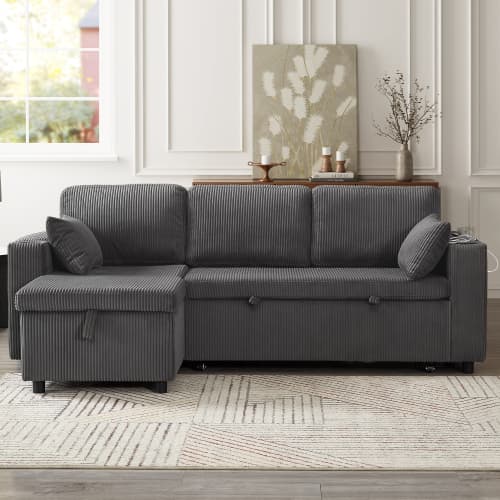 Transform Your Space with this Grey Corduroy Corner Sofa Bed - image 39