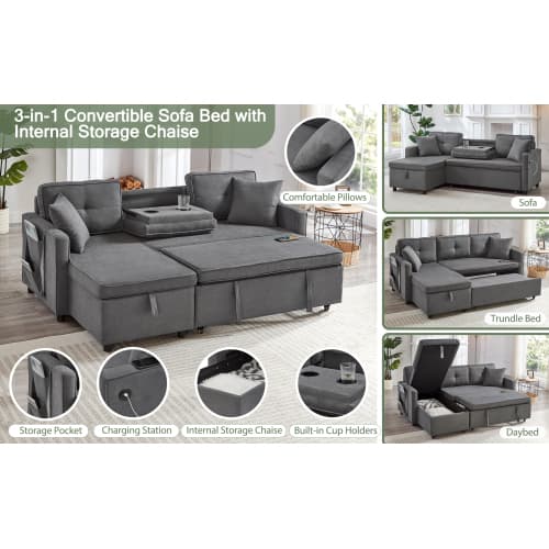 Effortless Comfort: Villalta Home Grey Corner Sofa Bed with Storage - image 17