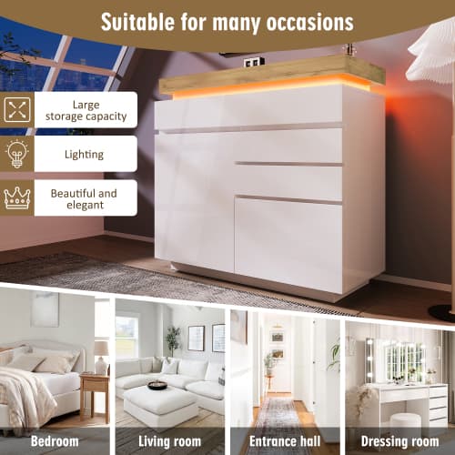 Modern High Gloss Sideboard with App-Controlled LED Lighting - image 26