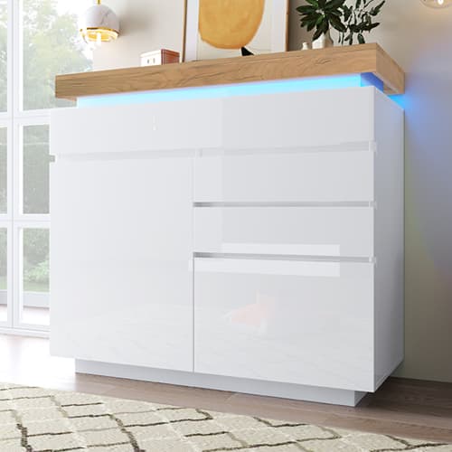 Modern High Gloss Sideboard with App-Controlled LED Lighting - image 10