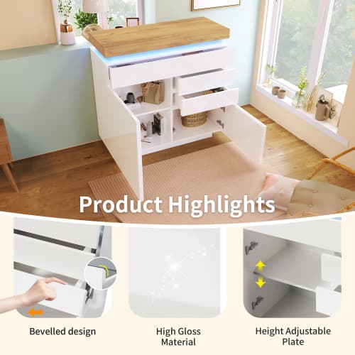 Modern High Gloss Sideboard with App-Controlled LED Lighting - image 25