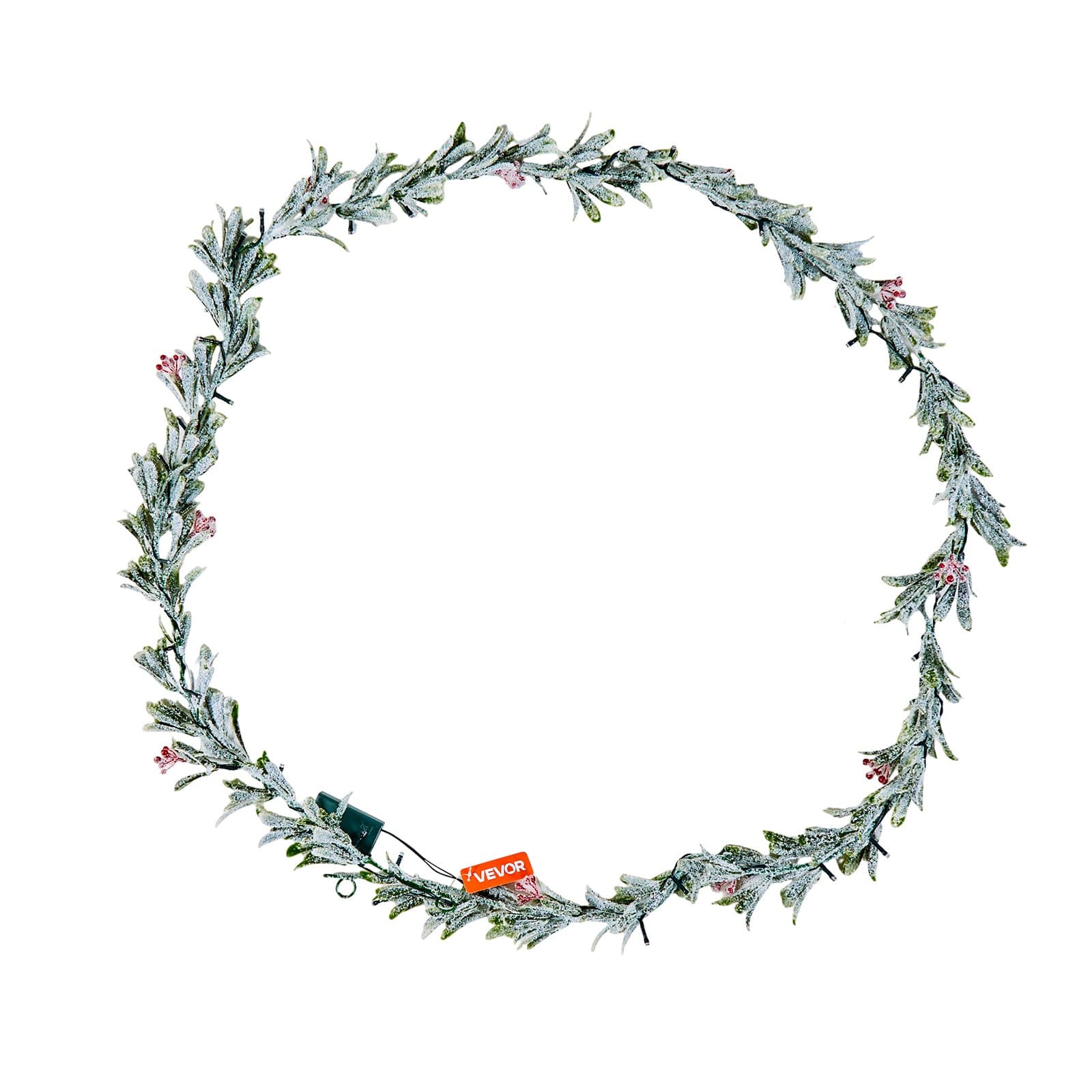 Pre-Lit 9ft Christmas Garland with Olive Leaves & Red Berries - image 3