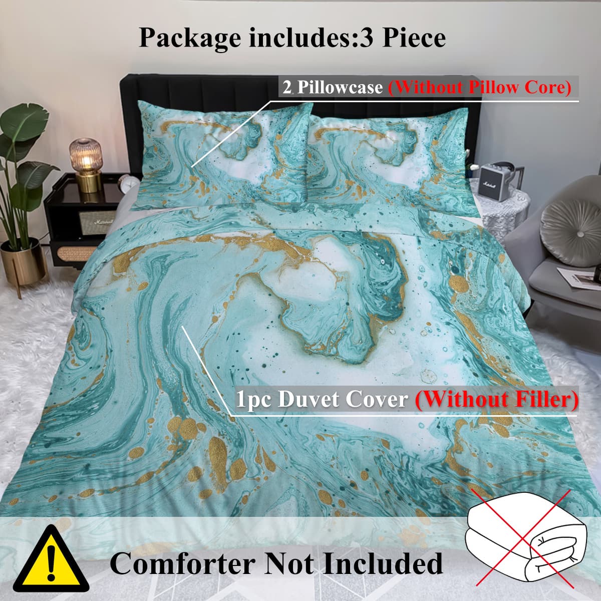 Transform Your Bedroom with this Turquoise Marble Duvet Set - image 7