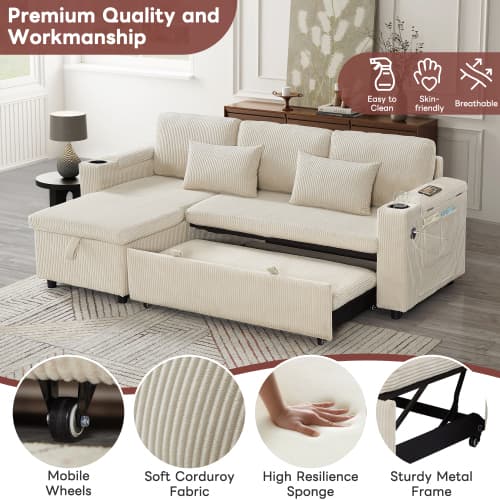 Transform Your Space with this Grey Corduroy Corner Sofa Bed - image 35