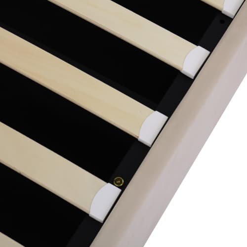 Upholstered King Size Ottoman Bed in Beige Velvet - image 13