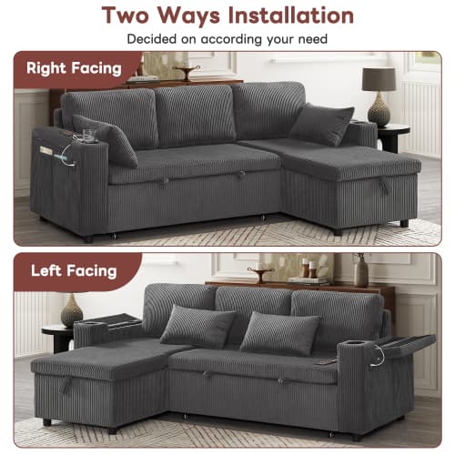Transform Your Space with this Grey Corduroy Corner Sofa Bed - image 41