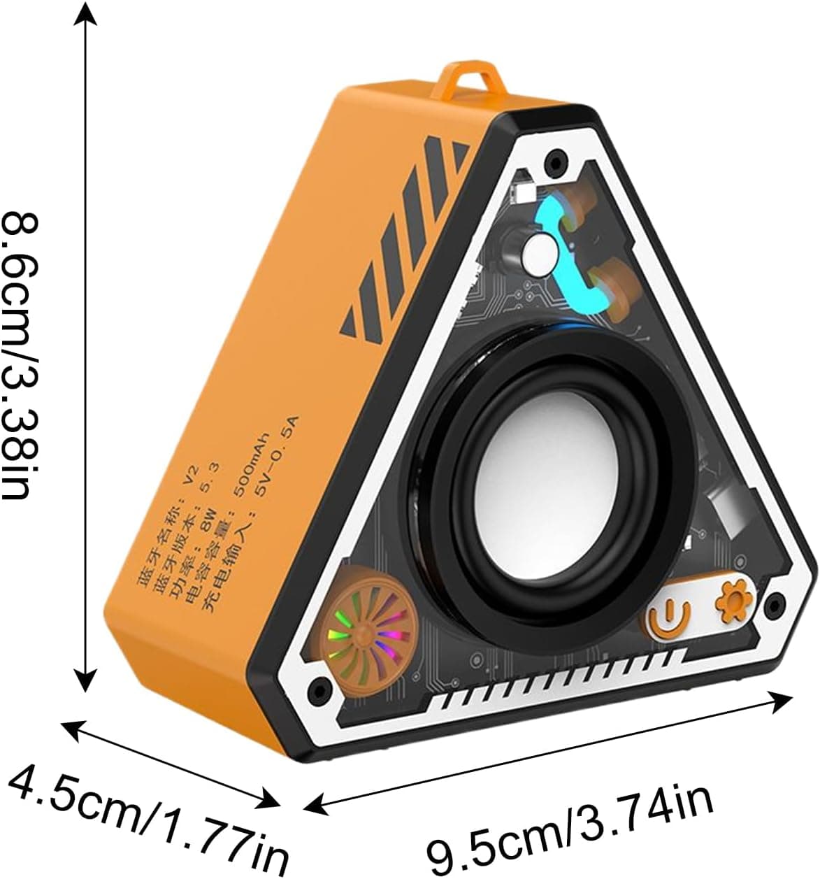 Orange Triangle Mecha Bluetooth Speaker with RGB Light - image 8