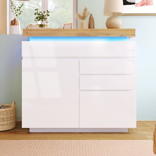 Modern High Gloss Sideboard with App-Controlled LED Lighting - image 20