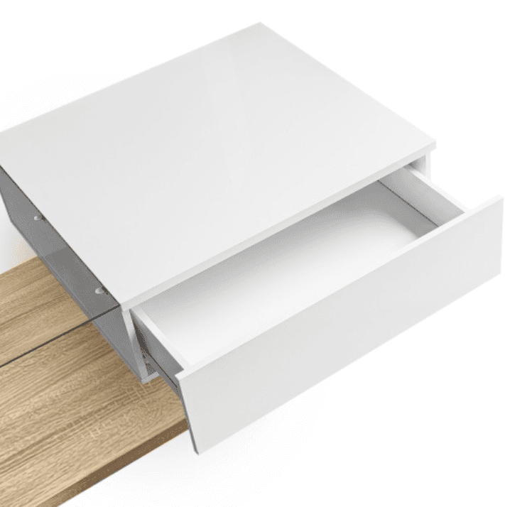 Modern Coffee Table with LED Lights, White High Gloss & Wood Finish - image 23