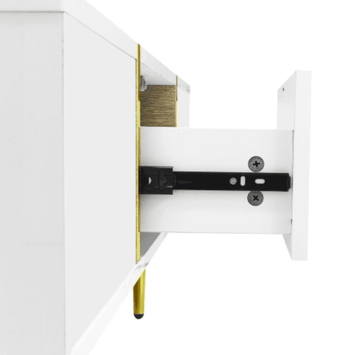 Modern High Gloss White Coffee Table with Gold Accents - image 13