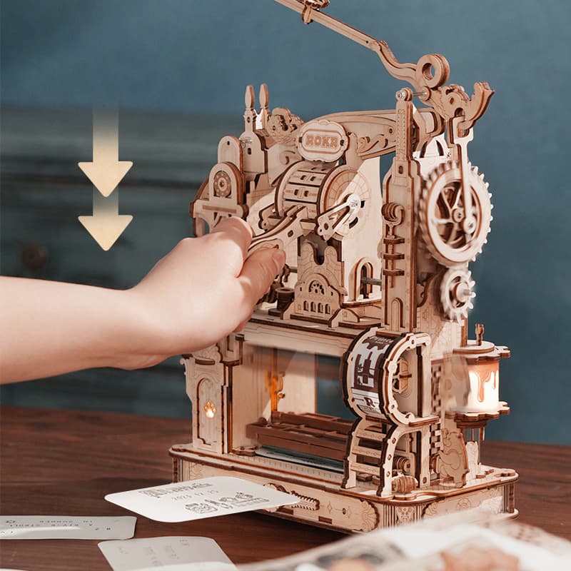ROKR Classic Printing Press: 3D Wooden Model Kit to Build