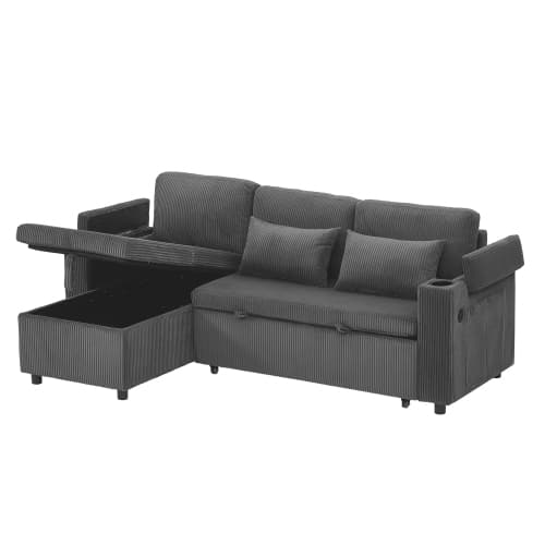 Transform Your Space with this Grey Corduroy Corner Sofa Bed - image 3