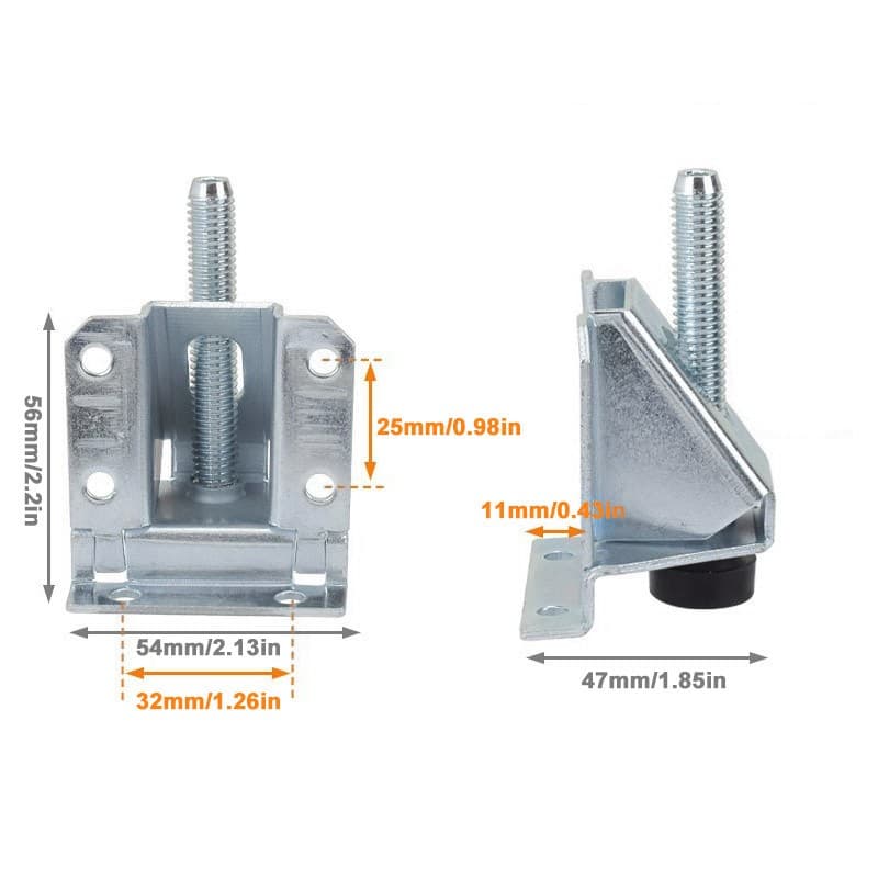 Set of 4 Adjustable Levelling Feet in Zinc-Plated Iron for Furniture & Machinery - image 6