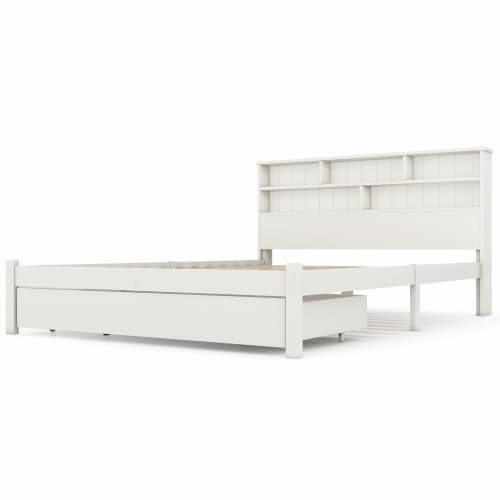 Solid Wood Double Storage Bed with Shelves and Underbed Drawer - image 7
