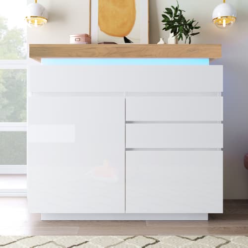 Modern High Gloss Sideboard with App-Controlled LED Lighting - image 24