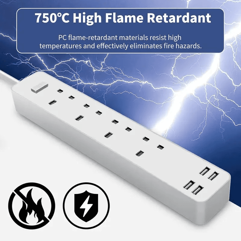 4-Gang Extension Lead with USB Fast Charging for Desk and Bedside - image 14