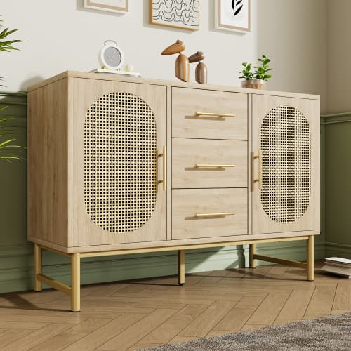 Oak Effect Rattan Sideboard with Ample Storage - image 8