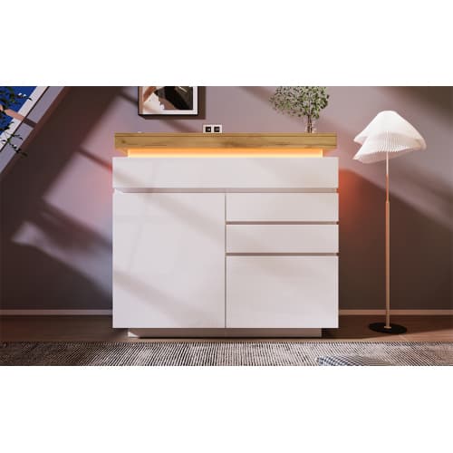 Modern High Gloss Sideboard with App-Controlled LED Lighting - image 16