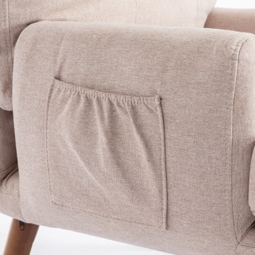 Relaxing Lounge Chair with Footstool and Side Pockets in Beige - image 14