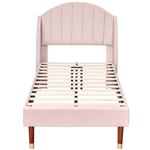 Upholstered Single Bed in Pink Velvet (3ft / 90x190cm) - image 22