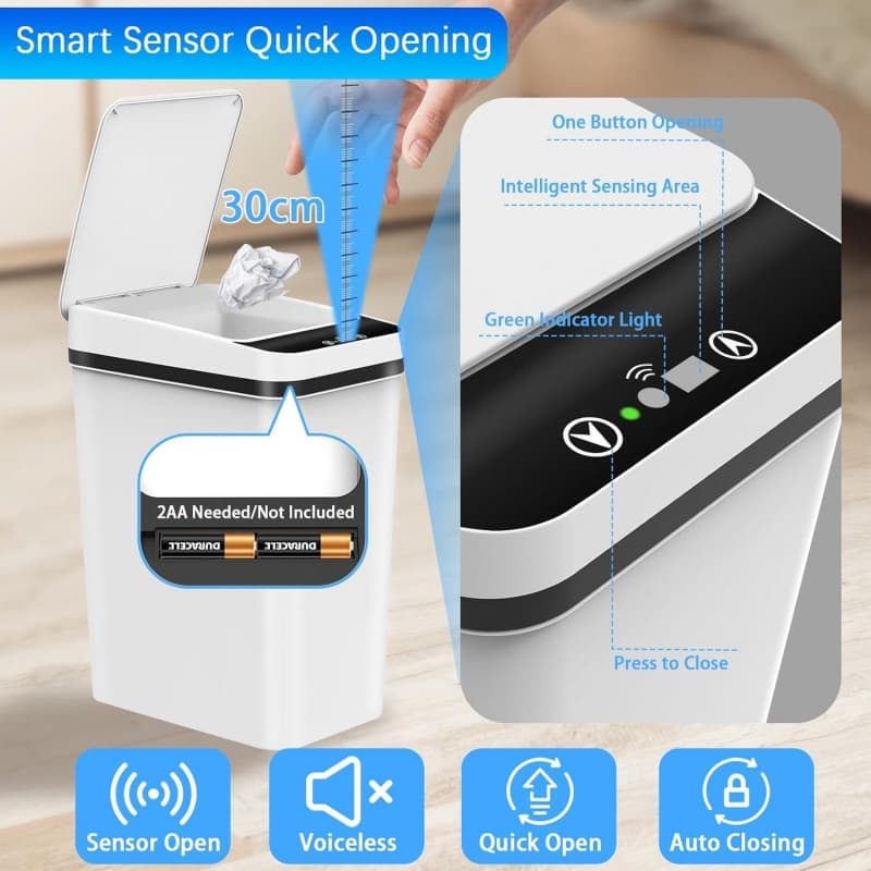 Effortless 12L Smart Sensor Bin for a Fresher Bathroom - image 5