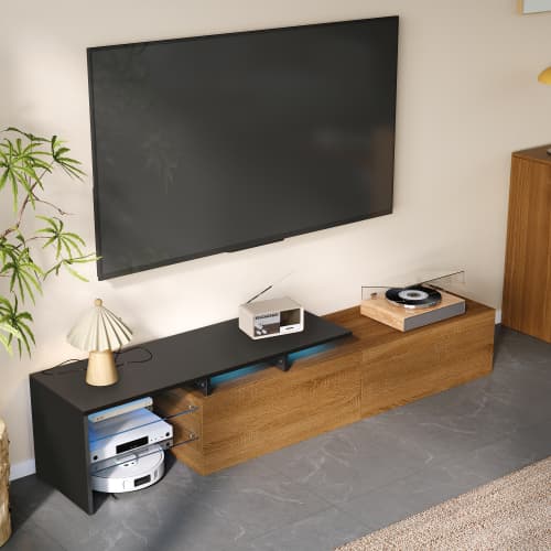 Contemporary TV Unit with LED Ambient Lighting & Storage - image 13