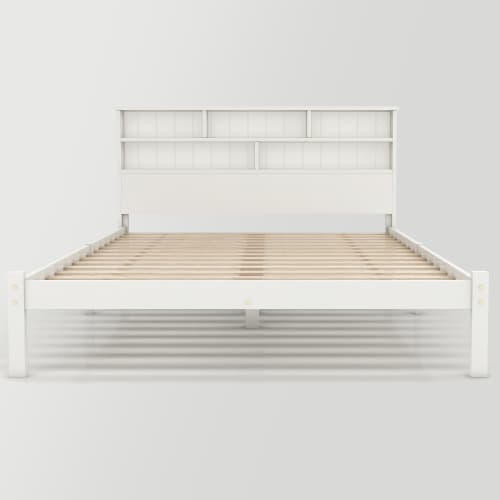 Solid Wood Double Storage Bed with Shelves and Underbed Drawer - image 19