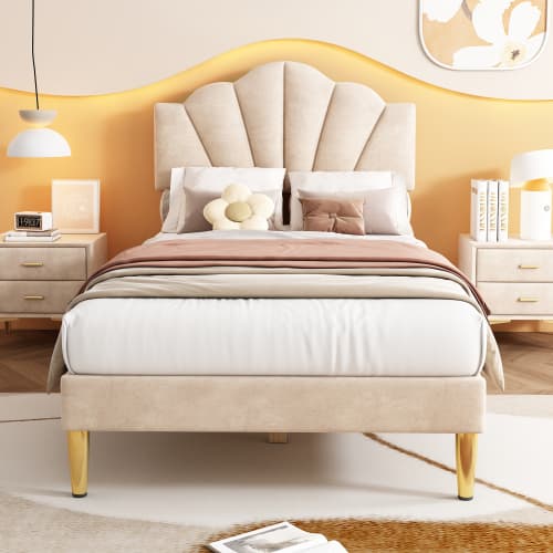 Transform Your Bedroom with this Velvet Shell Single Bed - image 12