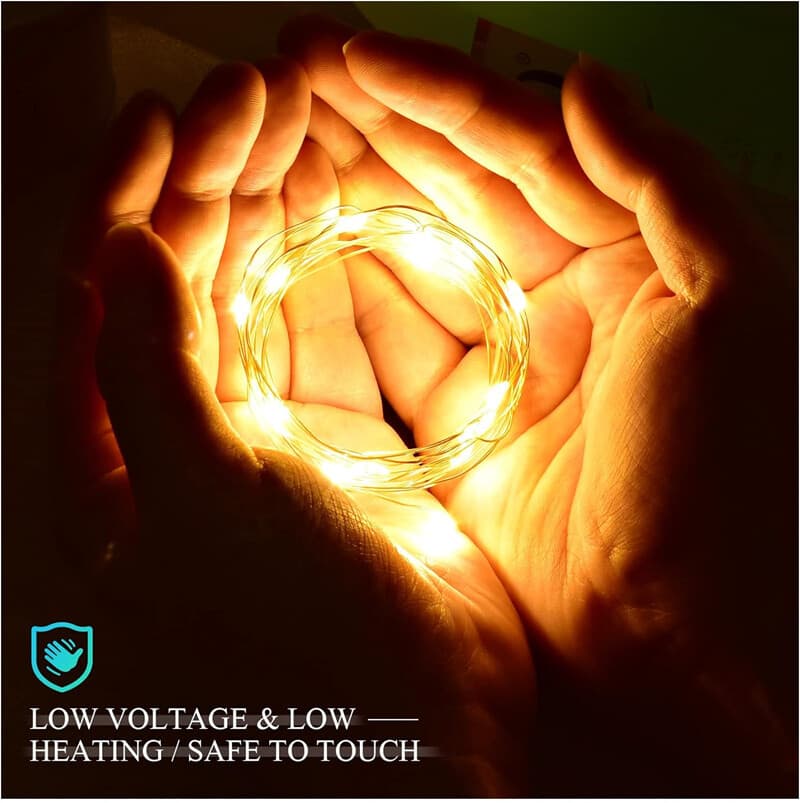 Warm White Battery Fairy Lights on Copper Wire, 5M - image 12