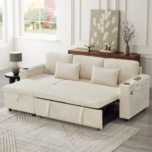 Transform Your Space with this Grey Corduroy Corner Sofa Bed - image 10