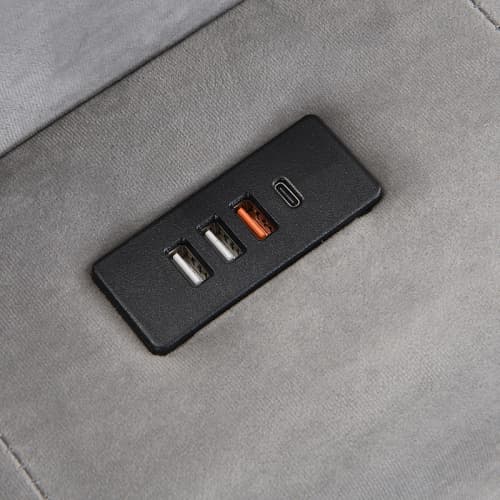 Grey Velvet Single Bed with Smart Storage & USB Charging - image 25