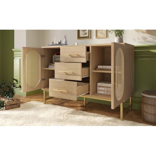 Oak Effect Rattan Sideboard with Ample Storage - image 24