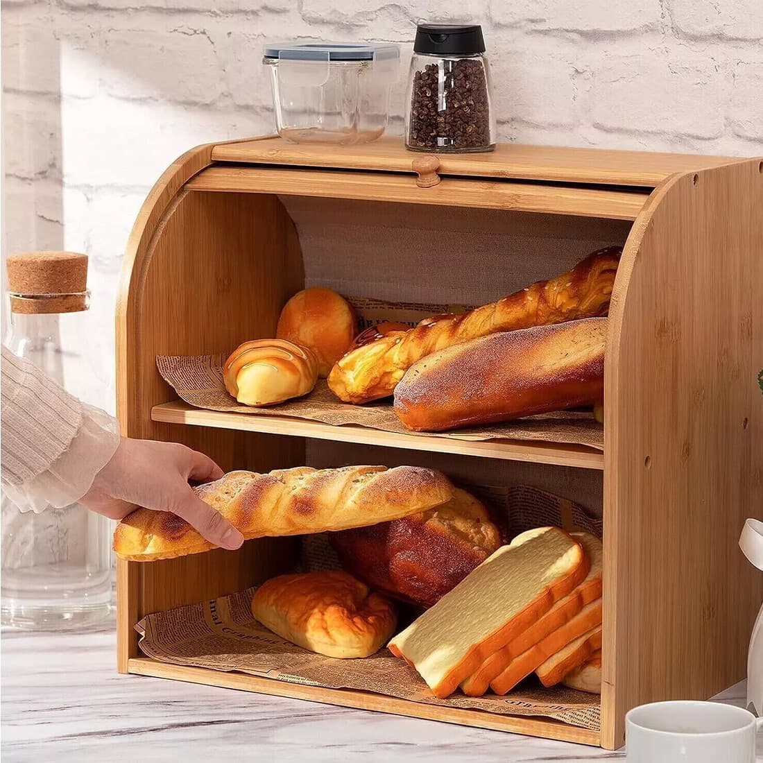 Effortless Kitchen Organisation with the 2-Tier Bamboo Bread Bin - image 15