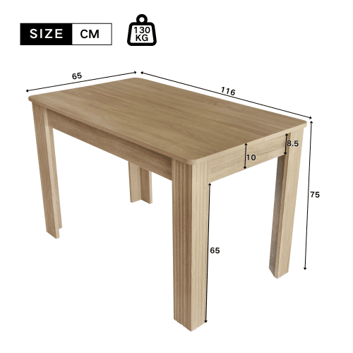 Modern Rectangular Dining Table for 4 People (Oak Effect) - image 6