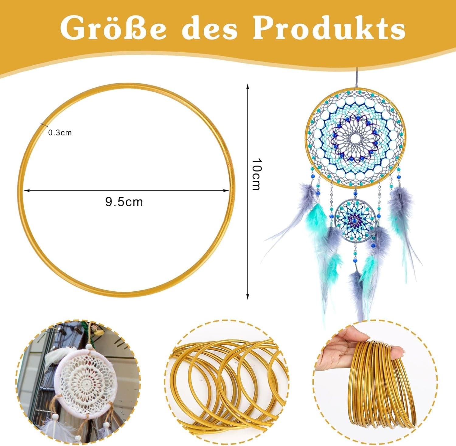16-Pack Gold Wire Rings for Wreaths and Macramé - image 18