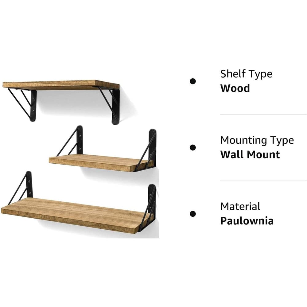 Three Rustic Floating Shelves in Warm Brown for Living Rooms and Bedrooms - image 11