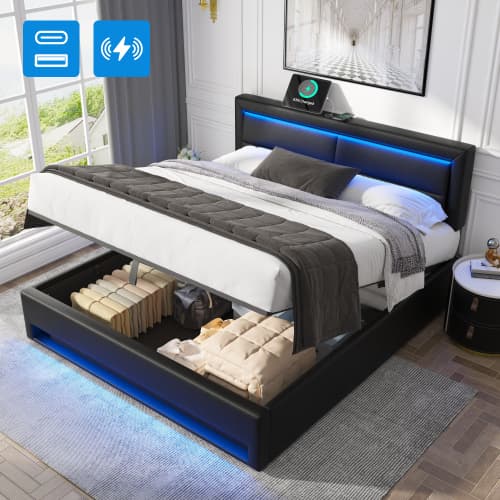 Multifunctional King Size Bed with Ottoman Storage & Charging - image 26