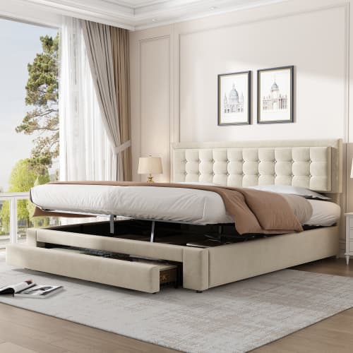 Upholstered King Size Bed with LED Lights and USB Charging Port (5ft) - image 21