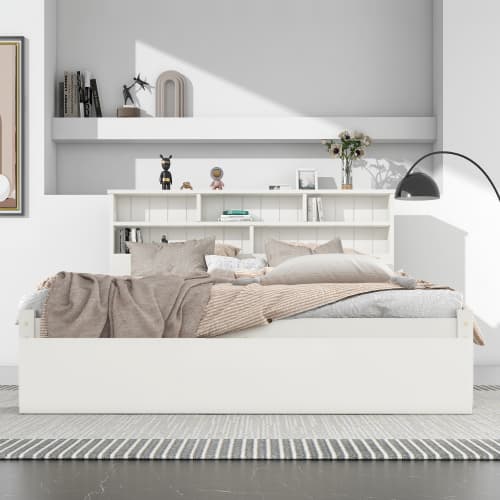 Solid Wood Double Storage Bed with Shelves and Underbed Drawer - image 18