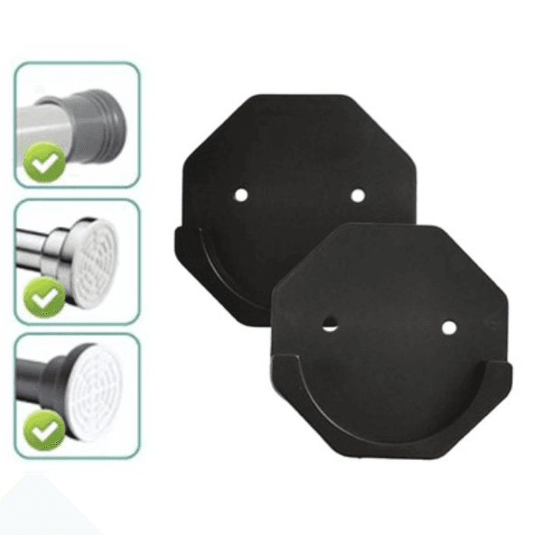 Hexagonal ABS Shower Rod Brackets in Matte Black — Pair - image 3