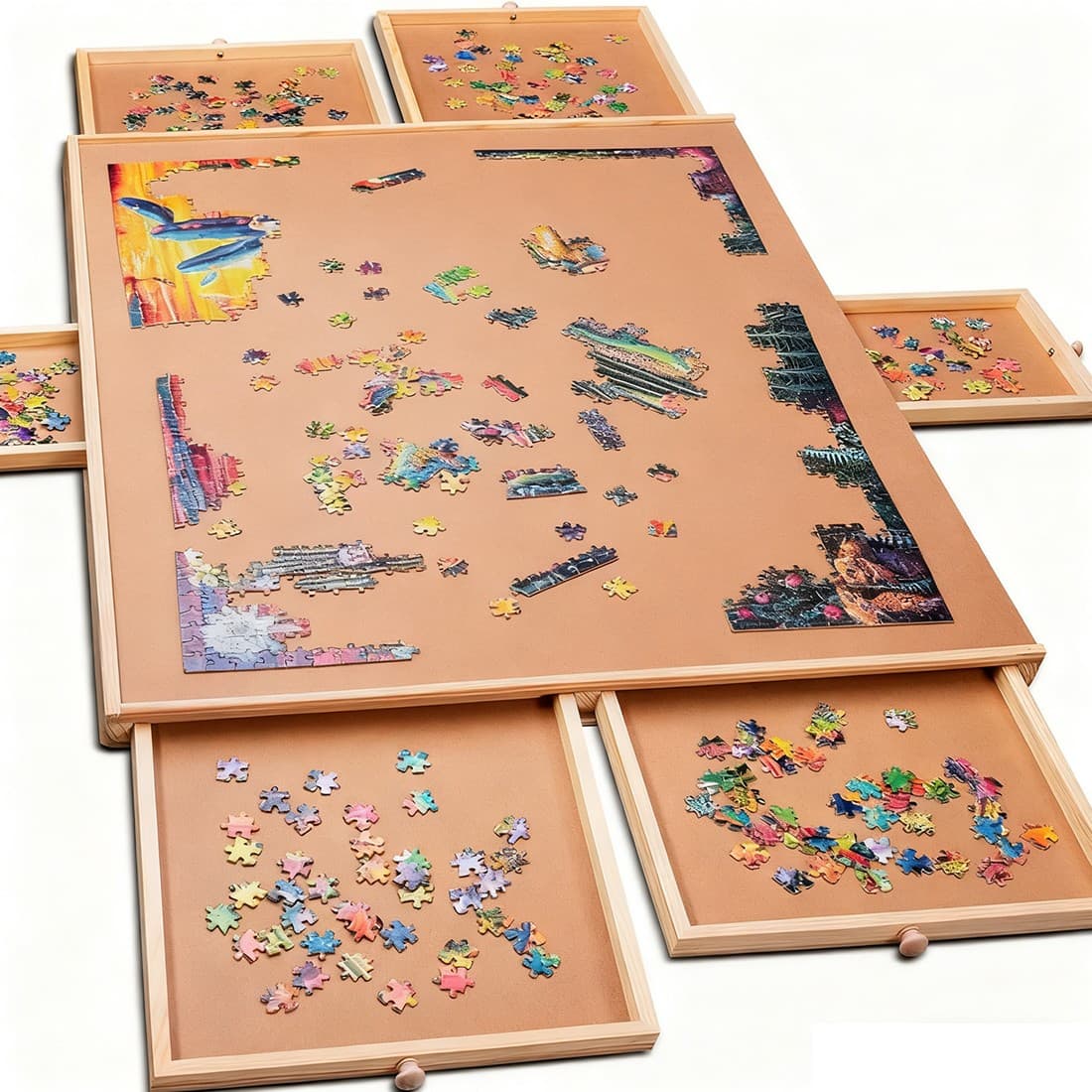 Premium Wooden Puzzle Board with 6 Sorting Drawers - image 13