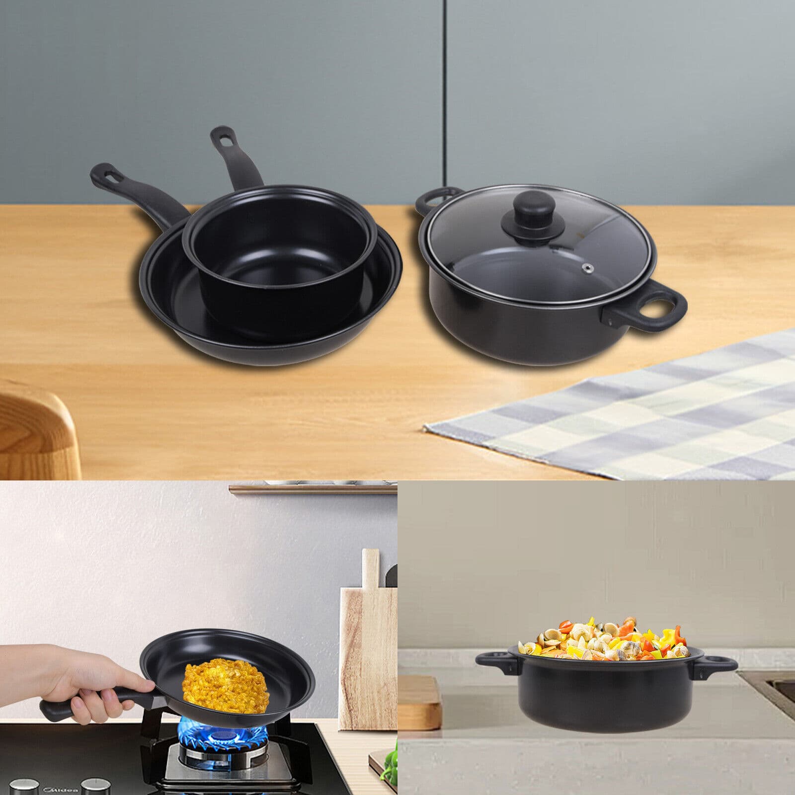13-Piece Black Non-Stick Cookware Set with Seven Cooking Utensils - image 14
