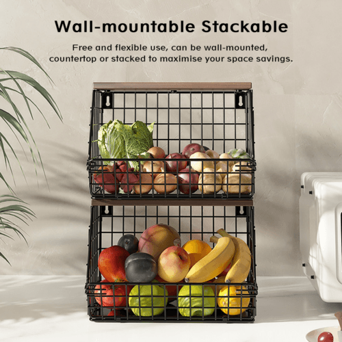 Space-Saving 2-Pack Metal Fruit Baskets for Effortless Storage - image 3