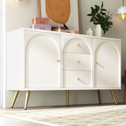 Modern Cream White Sideboard with Arched Drawer Fronts - image 18
