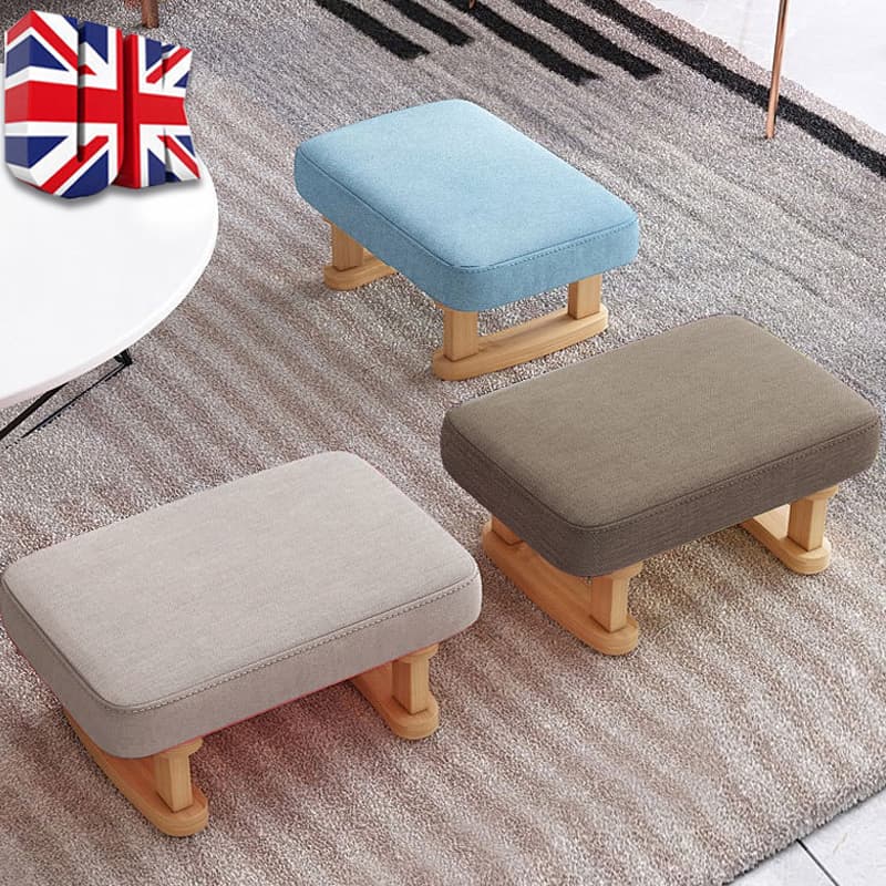 Effortless Comfort: Small Linen & Pine Wood Footstool - image 5