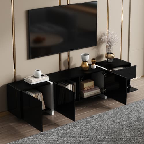 Modern Black High Gloss TV Stand, 170cm - image 3