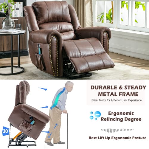 Large Faux Leather Power Lift Recliner with Massage & Heat - image 21