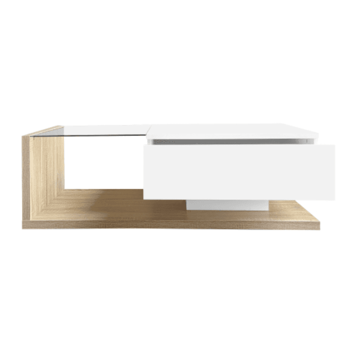 Modern Coffee Table with LED Lights, White High Gloss & Wood Finish - image 13