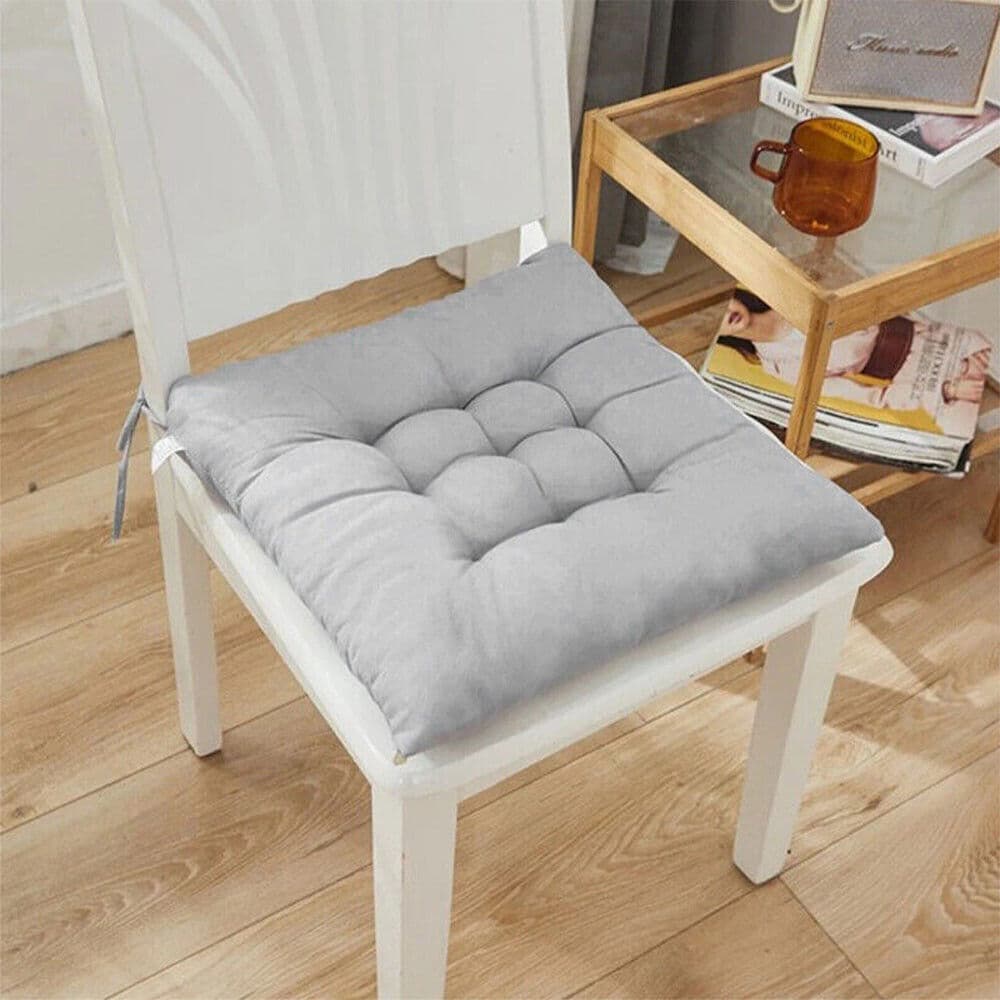 4-Pack Tufted Seat Cushions with Tie-On Fastening — Light Grey - image 23