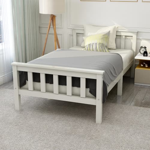 Solid Pine Wood Single Bed in Classic White - image 14
